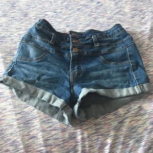 Blue 3 button jean short